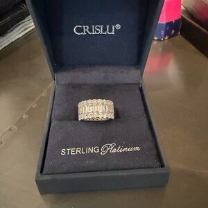 Crislu Sterling Platinum Ring - Silver